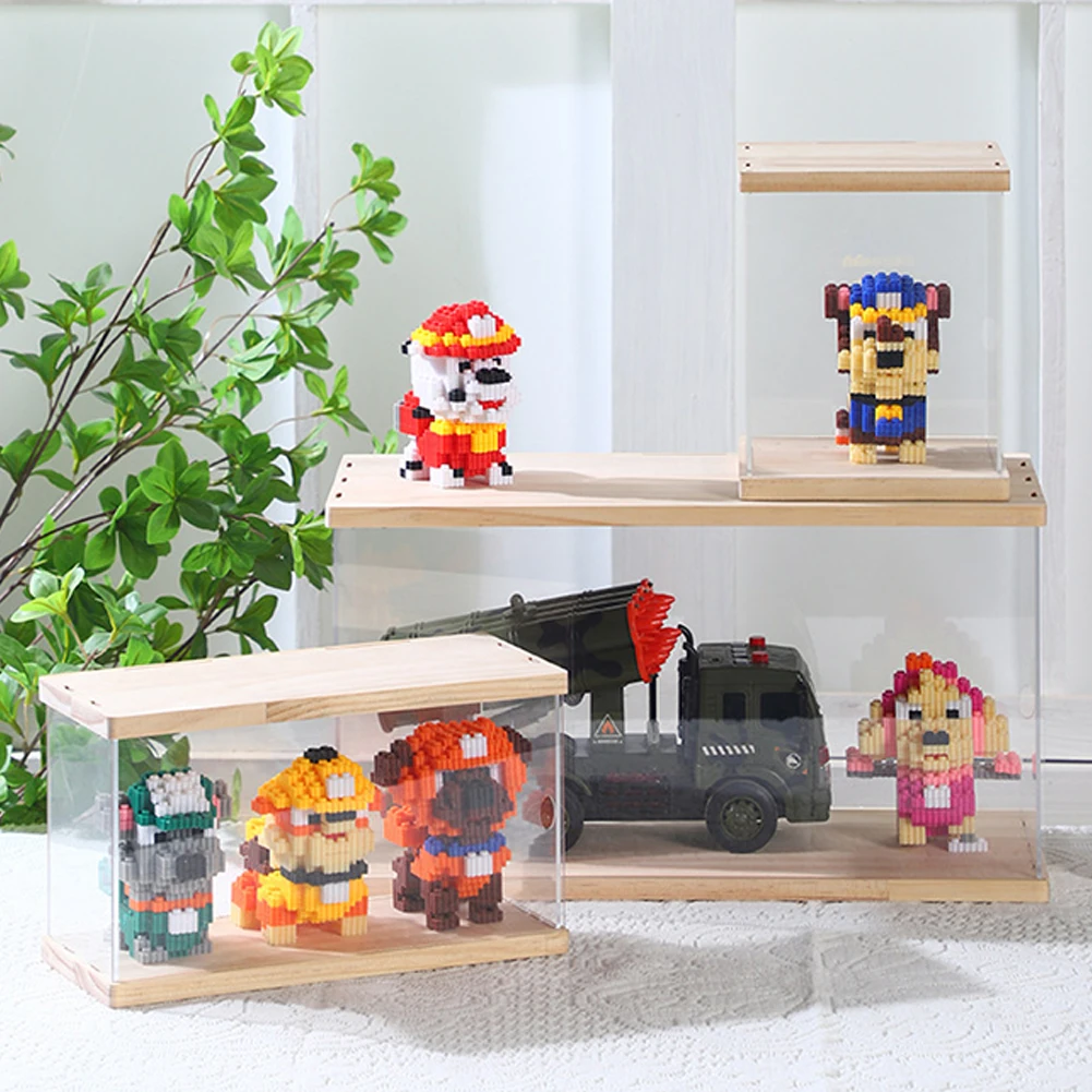 

Clear Acrylic Display Case Car Model Toys Show Box Countertop Box Cube Organizer Protection Showcase Wooden Storage Dust Box