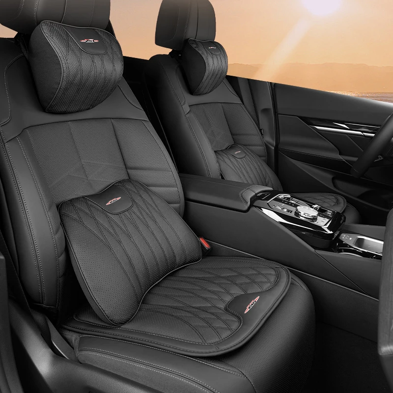 Car Seat Leather Headrest Lumbar Cushion Pillow Neck Waist Support Accessories For MINI WORKS Cooper R56 F50 F55 F56 R50 R53 R5