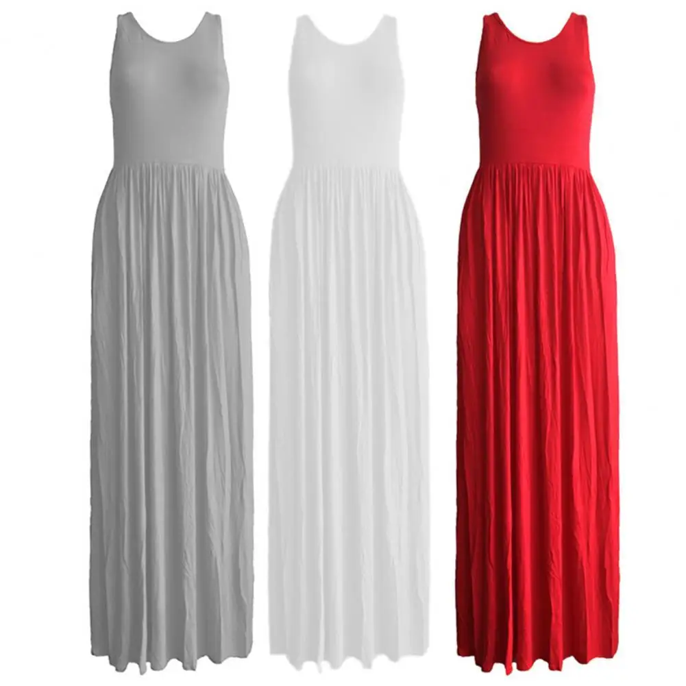 

Платье-макси с узкой талией, облегающее длинное платье-трапеция, летнее удобное платье макси в стиле Racerback для повседневной носки