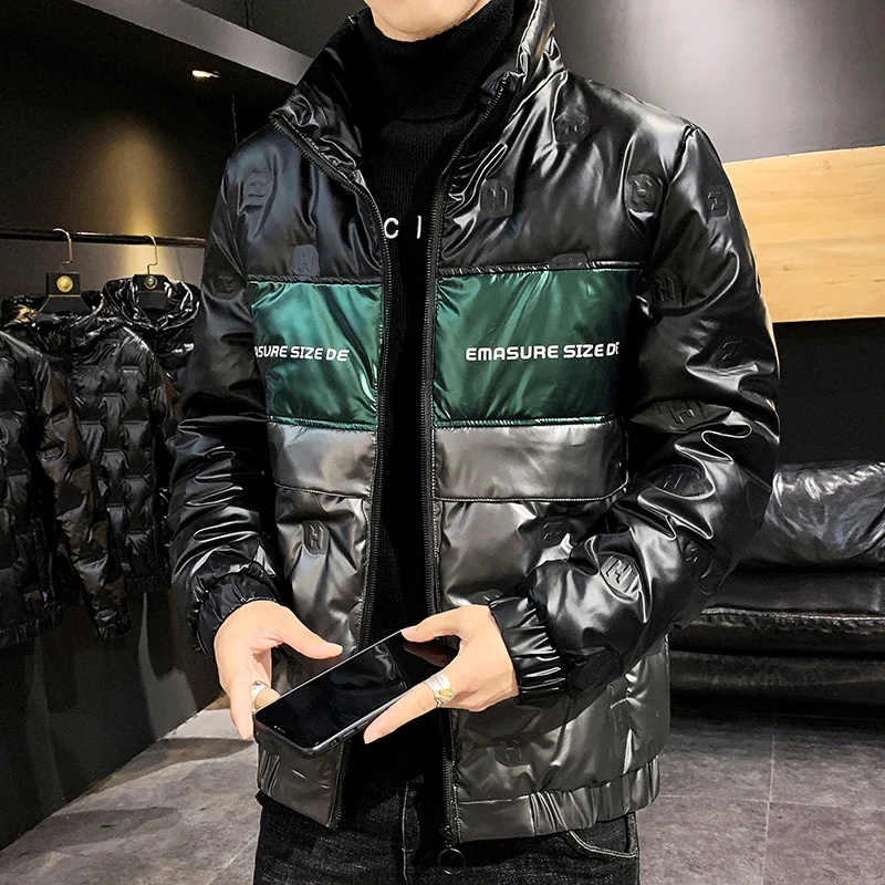 

2022 Top Grade Winter White Duck Down Jacket Parka Casual Men's Shiny Short Stand-Up Collar Down Coats Youth Streetwear Clothing