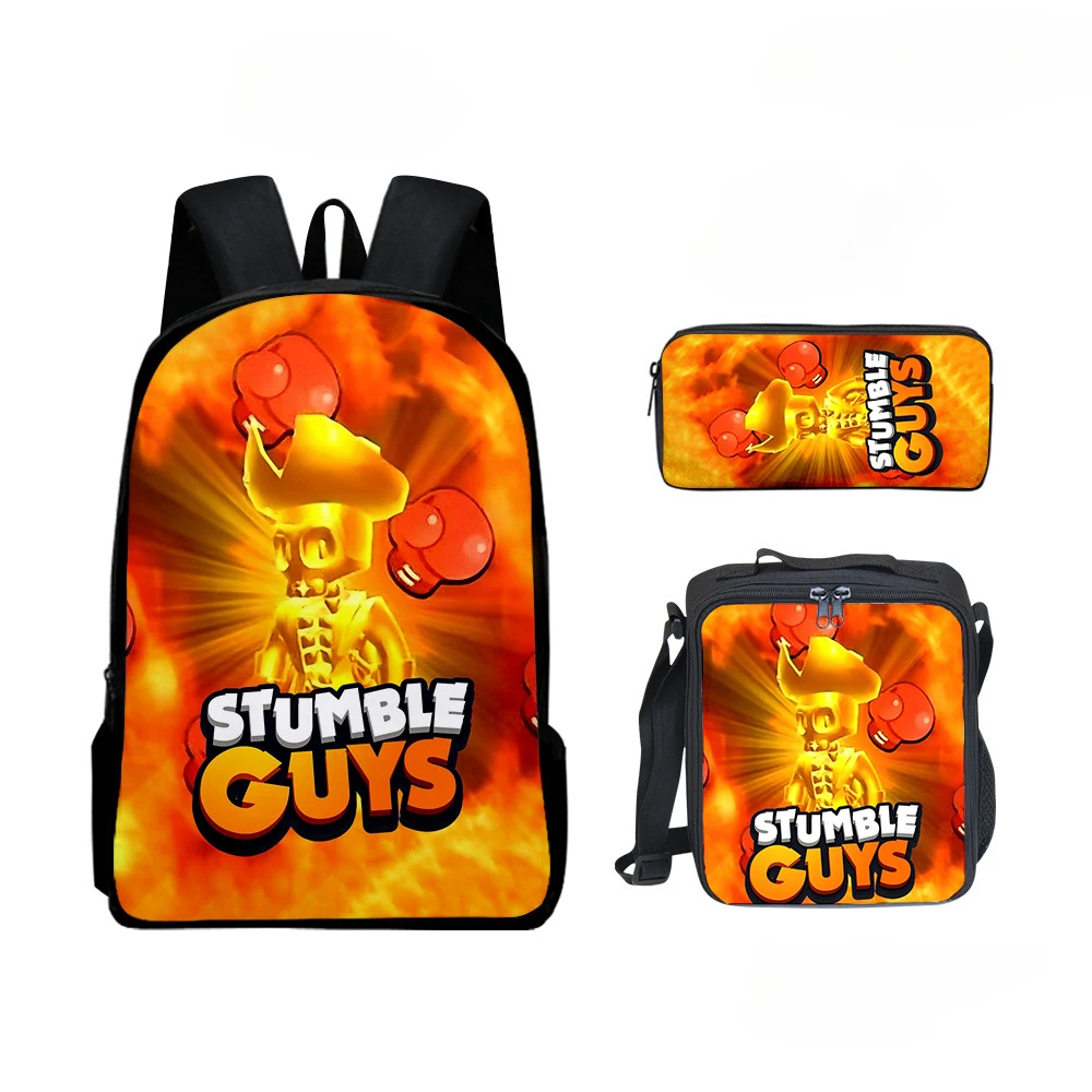 

New Stumble Guys Collision Party School Bag Children's Backpack Lunch Bag Schoolbag Boys Girls Anime Cartoon School Bag Mochila