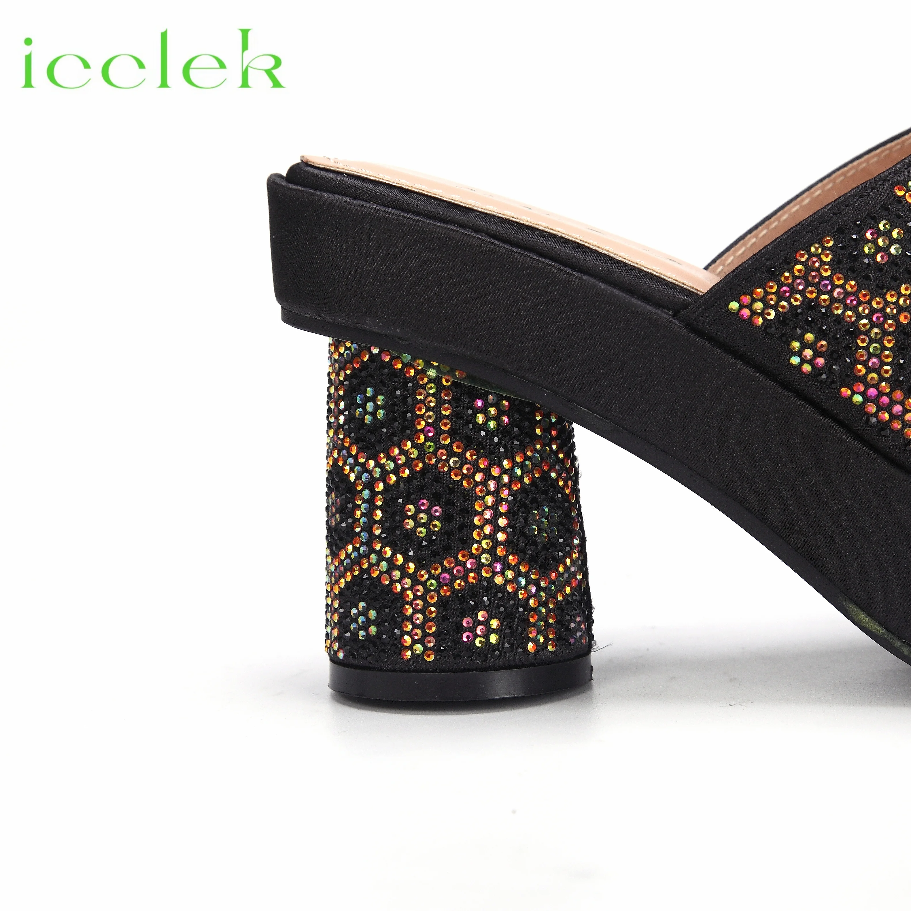 Черные роскошные искусственные Модные женские элегантные вечерние тапочки на