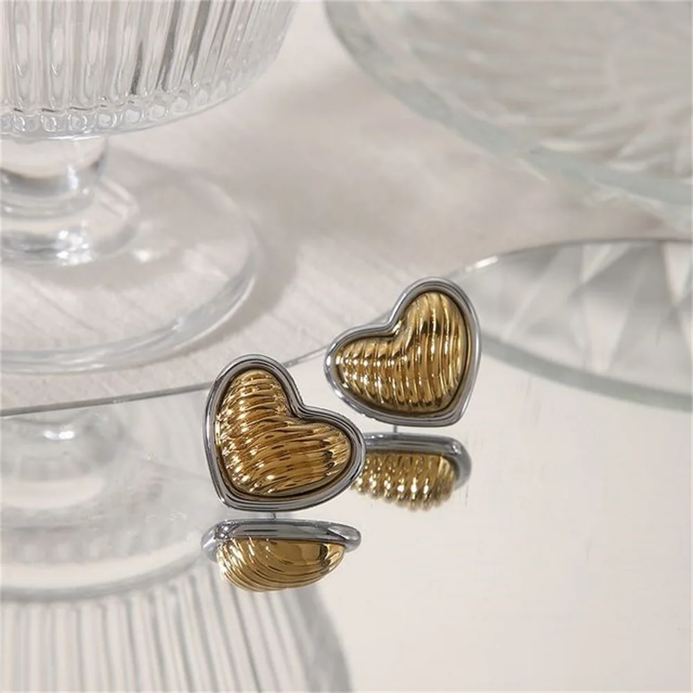 Yori винтажные серьги из нержавеющей стали с двойным сердцем для женщин