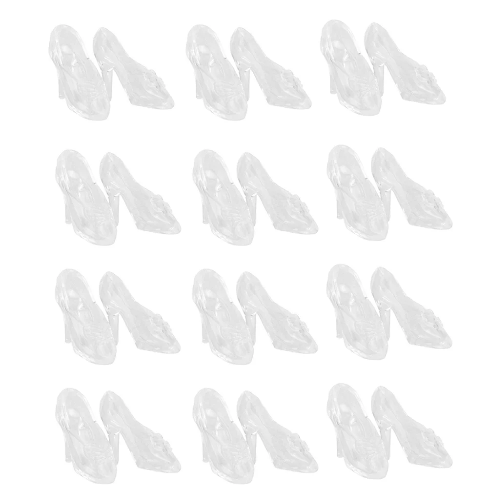 

Shoes Highmini Heels Heeltoy Crystal Decorslipper Glass Dressshoe Miniature Pretend Decorationwomen Play Blue Figurine