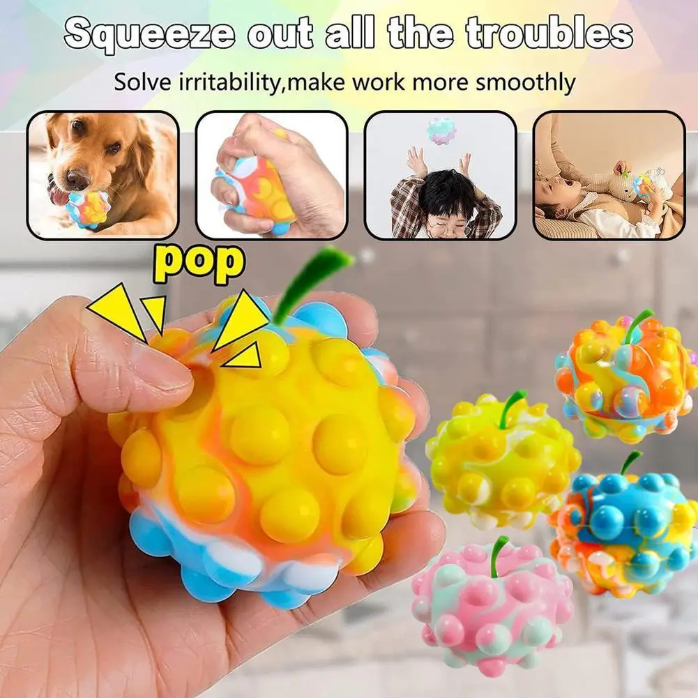 

Balls 3D Silicone Apple Decompression Vent Ball Anti Stress Squishy Squeeze Bubble Finger Press Fidget Children Toys