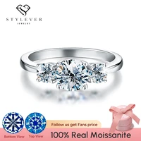 stylever shiny real 1ct d color moissanite diamond wedding rings for women original 925 sterling silver luxury quality jewelry