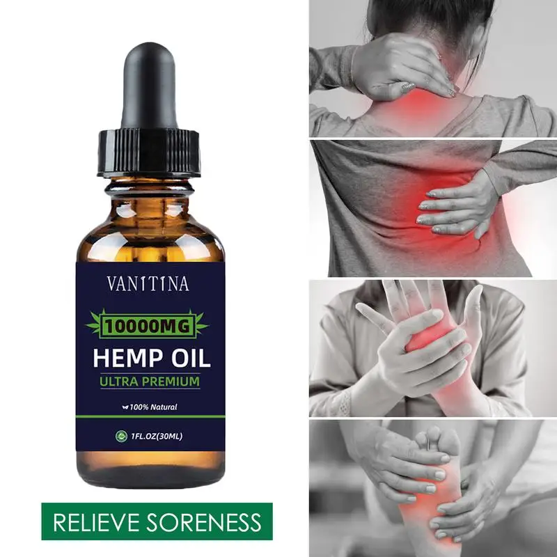 

2023 New 30ml 10000mg Natural Hemp Drops Oil Organic Pure Essential Oil Herbal Drops Body Relieve Stress Oil Help Sleep Oil