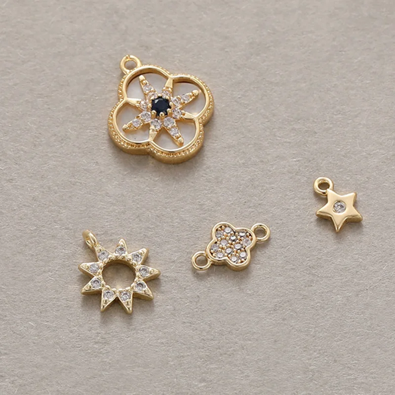 

14k Gold Charms Zircon Star Pendant Bracelets Necklace Christmas Trending Products For DIY Jewelry Accessories Earring Materials