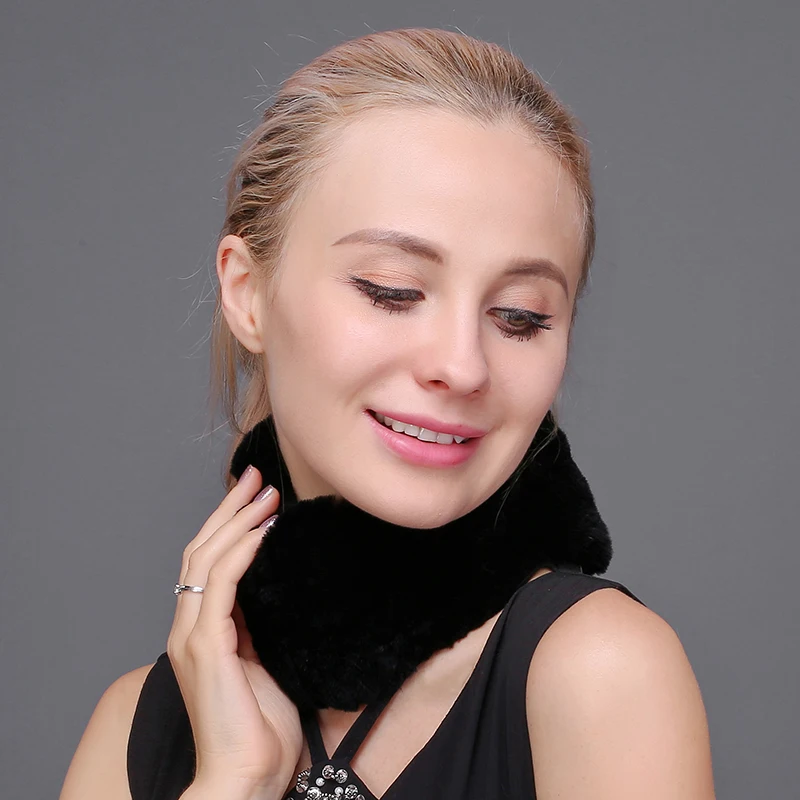 Женская меховая шапка с воротником из кролика рекс двойное использование пустая