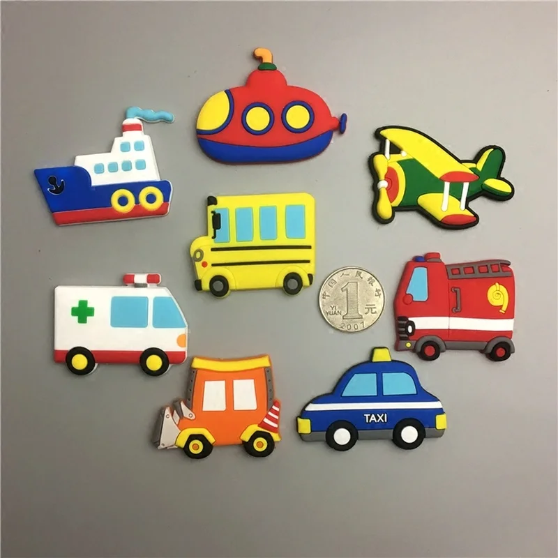 10pcs PVC Car Aircraft Fridge Magnets Kawaii Magnetic Refrigerator Stickers Toys for Girls Kids Christams Gift Home Decor - купить по