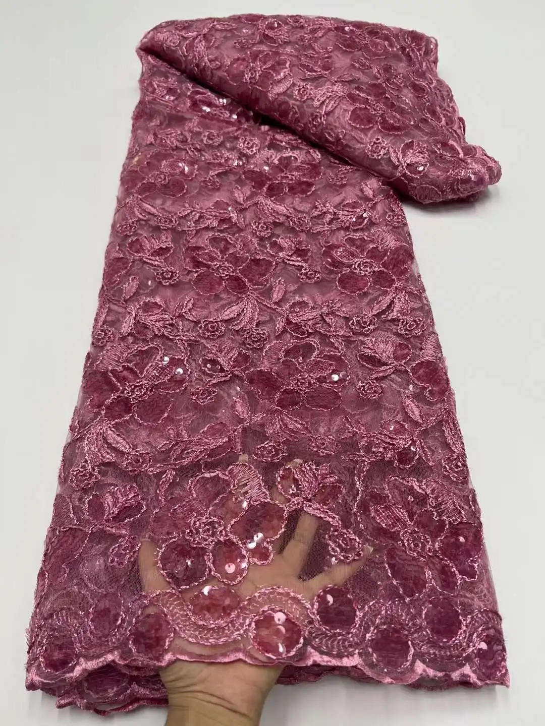 Африканская сетчатая кружевная ткань с блестками 2024 Высококачественная