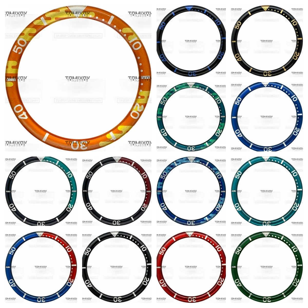 39 мм вариант C желтый синий черный зеленый резиновый плоский циферблат с вставкой