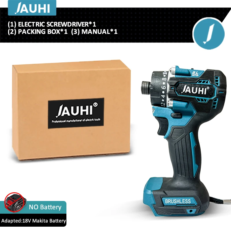 

Бесщеточный аккумуляторный шуруповерт JAUHI 20+1 Torque 280N.m для батареи Makita 18V