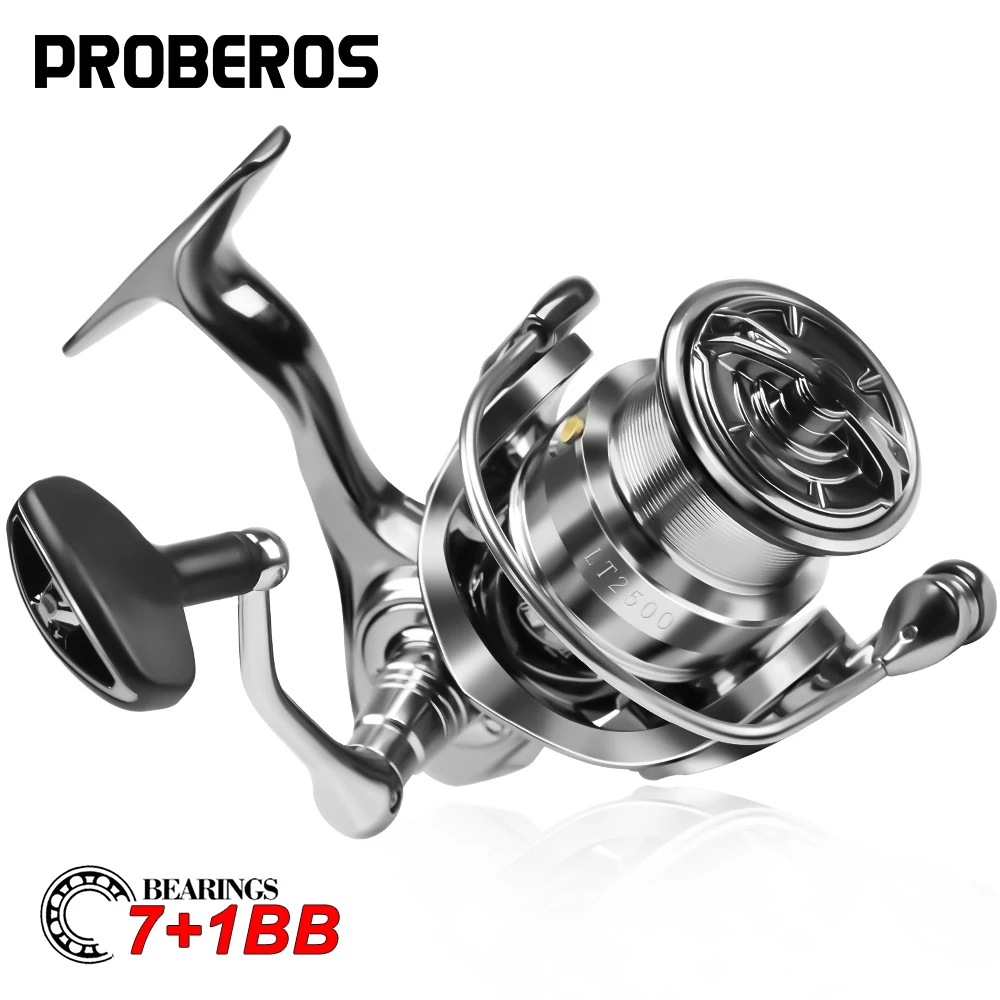 PROBEROS Water Proof Spinning Reel 5.1:1/5.5:1 Gear Ratio Fishing Reel CNC Metal Spool Wheel Right&Left Handle Inter-changeable