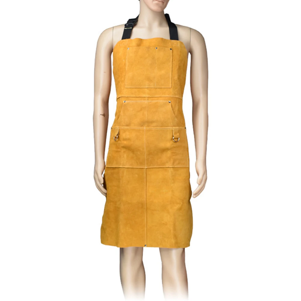

Cow Leather Welder Aprons Welding Heat Insulation Protection Apron Wear Electric Welding Anti-scalding Anti-dirt Aprons 60×90cm
