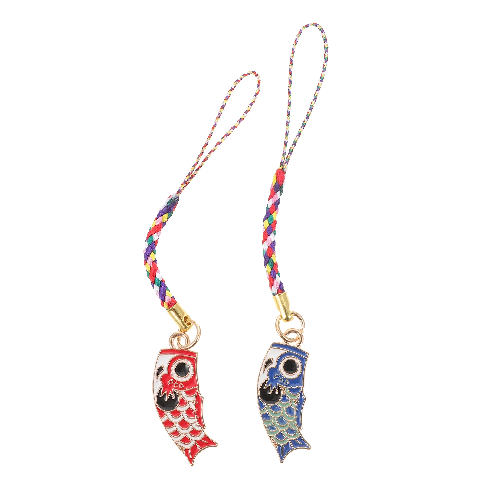 

2 Pcs Purse Keychain Japanese Carp Strap Cell Anti- Lost Lanyard Streamer Transfer Pendant
