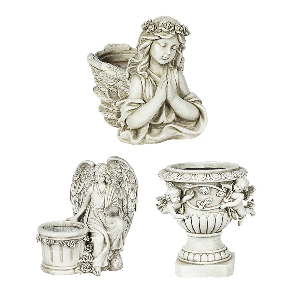 

Courtyard Angel Flowerpot Creative Home Garden Landscape Decoration Balcony Flower Glass Resin Craft Sculptu