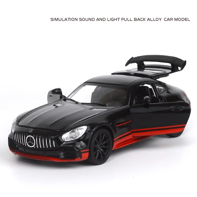 

1:32 Mercedes Benz AMG GTR Alloy Sports Car Model With Pull Back And Cool Sound Light Diecast Car Model Kids Toy A53