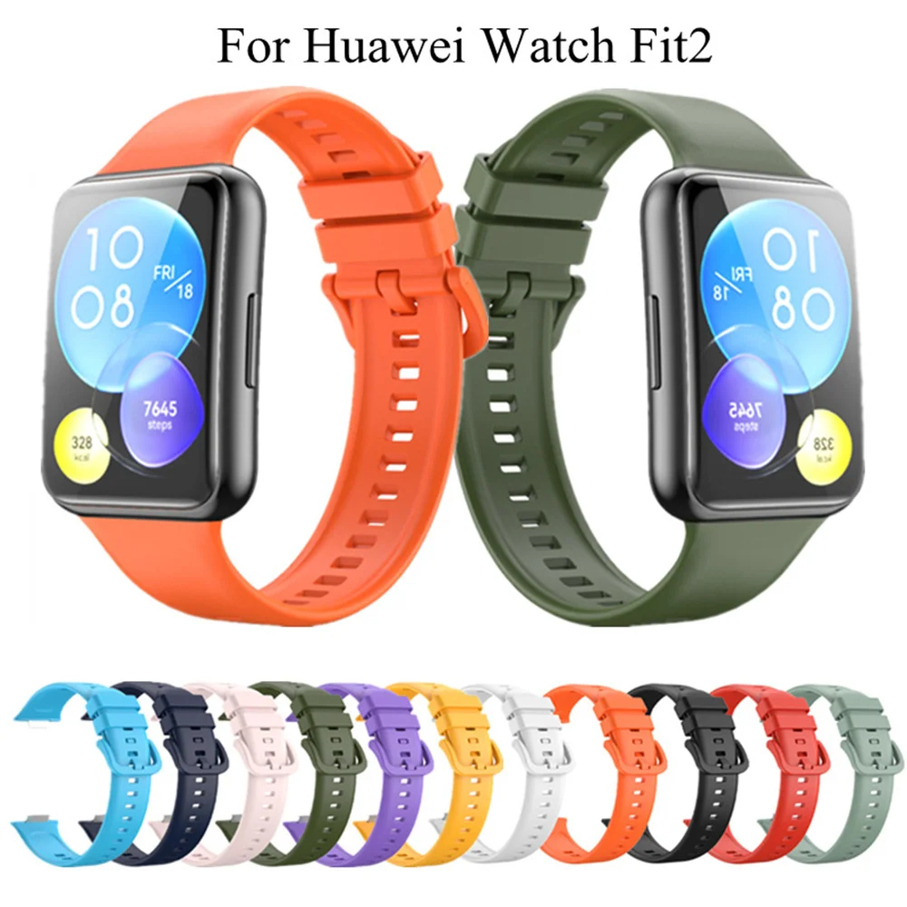 

Силиконовый сменный ремешок для Huawei Fit2, браслет, монохромный цветной спортивный фитнес-браслет, ремешок для Huawei Fit2