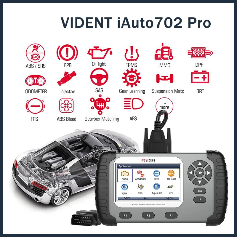

iAuto702 Pro ABS SRS Automotive Diagnostic Tool 37 Special Function ECU Coding Active Test OBD2 Scanner Free Update