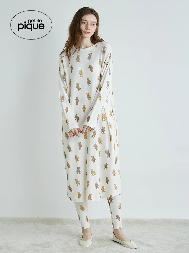 Home wear Gelato Pique Nightgown Roomwear Bear Skirt Homewear Sleepwear Cotton