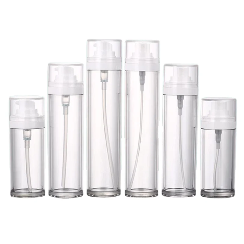 

Plastic Bottle Empty Clear 50ml 80ml 100ml 15Pcs White Spray Lotion Pump With Lid Refillable Portable Cosmetic Spray Bottles