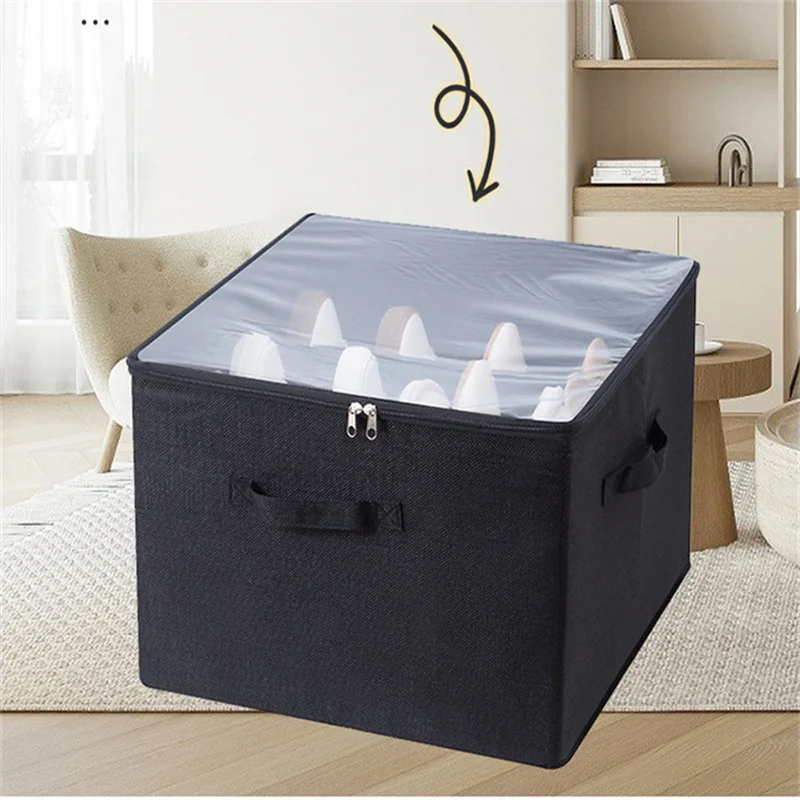 Вместительная коробка для хранения обуви регулируемый нетканый ящик с крышкой