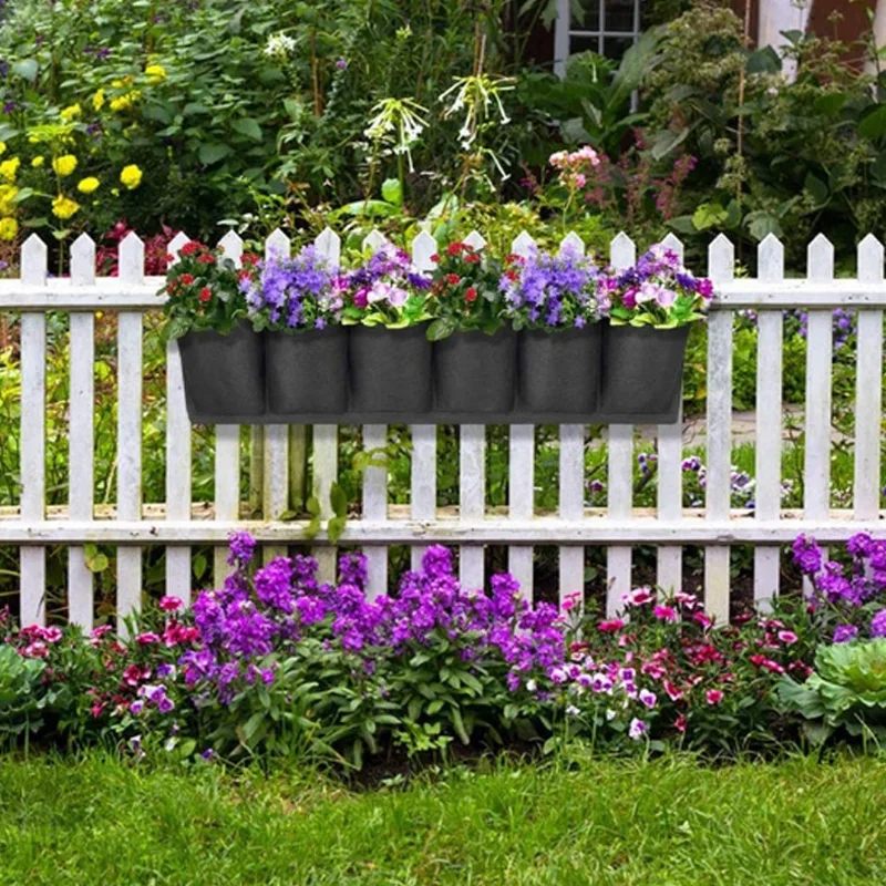 

Waterproof Breathable Horizontal Wall Garden Planter With 6 Pockets Best Plant Pot Grow Bag Large Space For Hanging Herb Garden