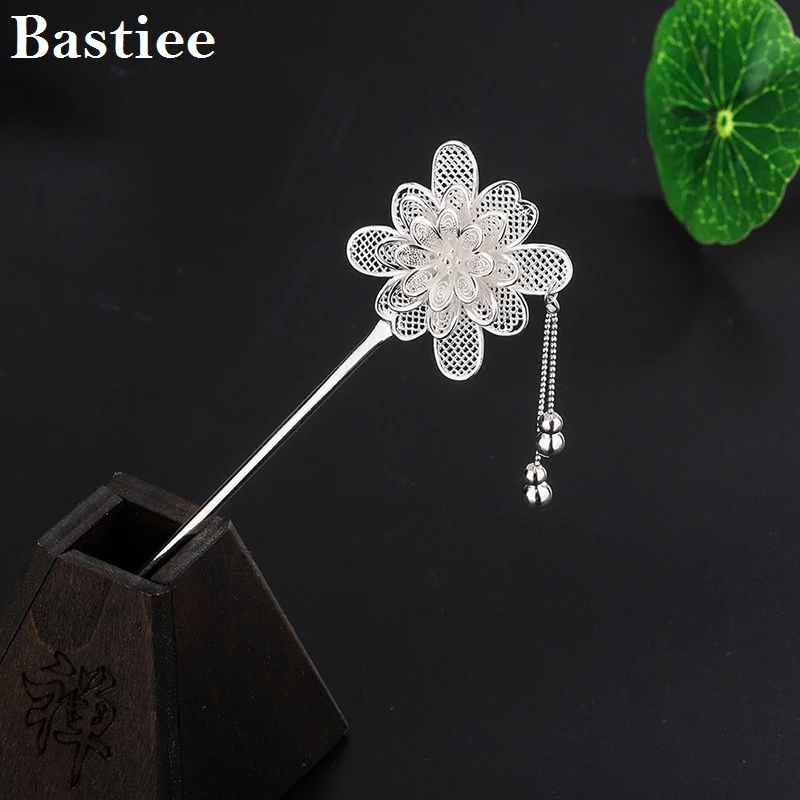 

Bastiee S990 Flower Hair Pin Mesh Tassel Chinese Ancient Style Hanfu Hair Accessories Ganchos Para Cabello Mujer