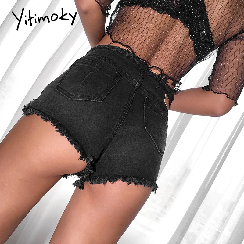 Пикантные джинсовые шорты Yitimoky в стиле панк с заниженной талией летние женская
