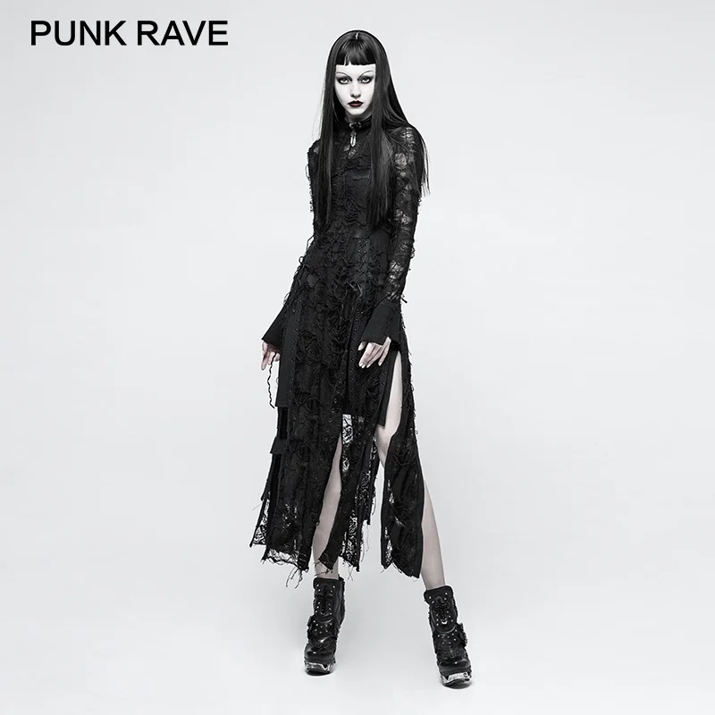 

Dress Women Steampunk Long Sleeve Sexy Dresses Rock Party Club Lady Bandage Clothes PUNK RAVE New Gothic Retro Lace Rope