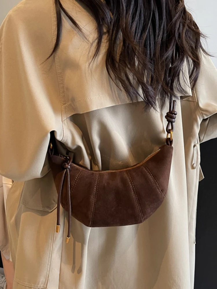 Осенне-зимние женские мягкие сумки на плечо винтажные однотонные универсальные