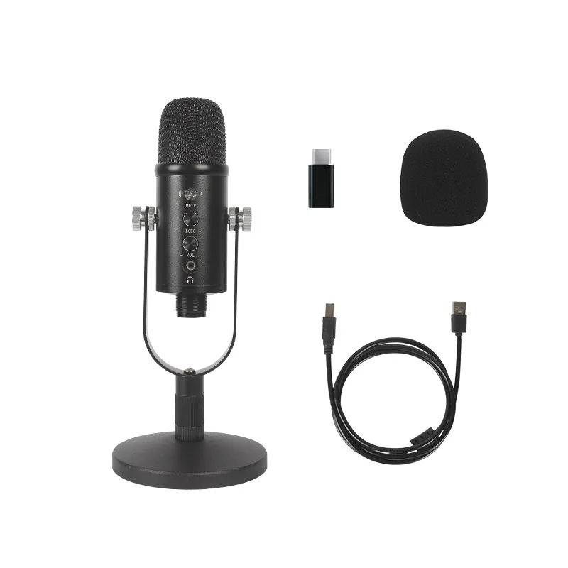 

USB Condenser Microphone for Computer Game Portable Audio Recording Noise Reduction Monitoring Wired Mic