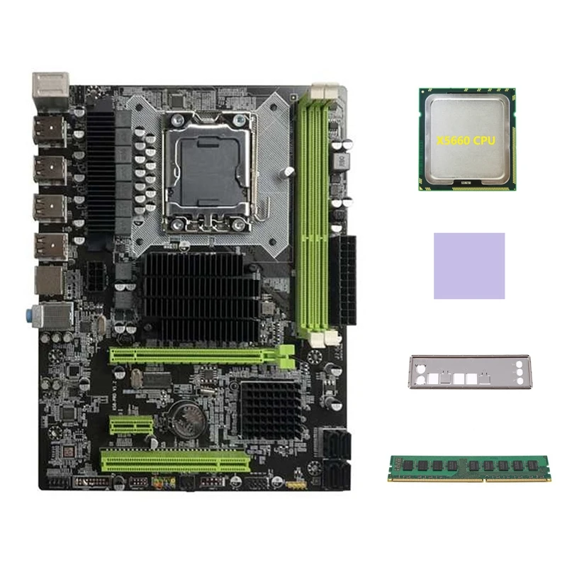 

X58 Motherboard LGA1366 Computer Motherboard Support RX Graphics Card With X5660 CPU+DDR3 4GB 1066Mhz RAM+Thermal Pad