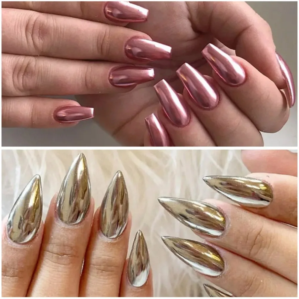 Bubble Nails золотистый зеркальный порошок Волшебное зеркало блеск для ногтей