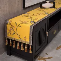 Flower Embroidered Runner Table Cover Decoration Luxury Table Runner With Tassels For Home Dining Coffee Tablecloth Living Room