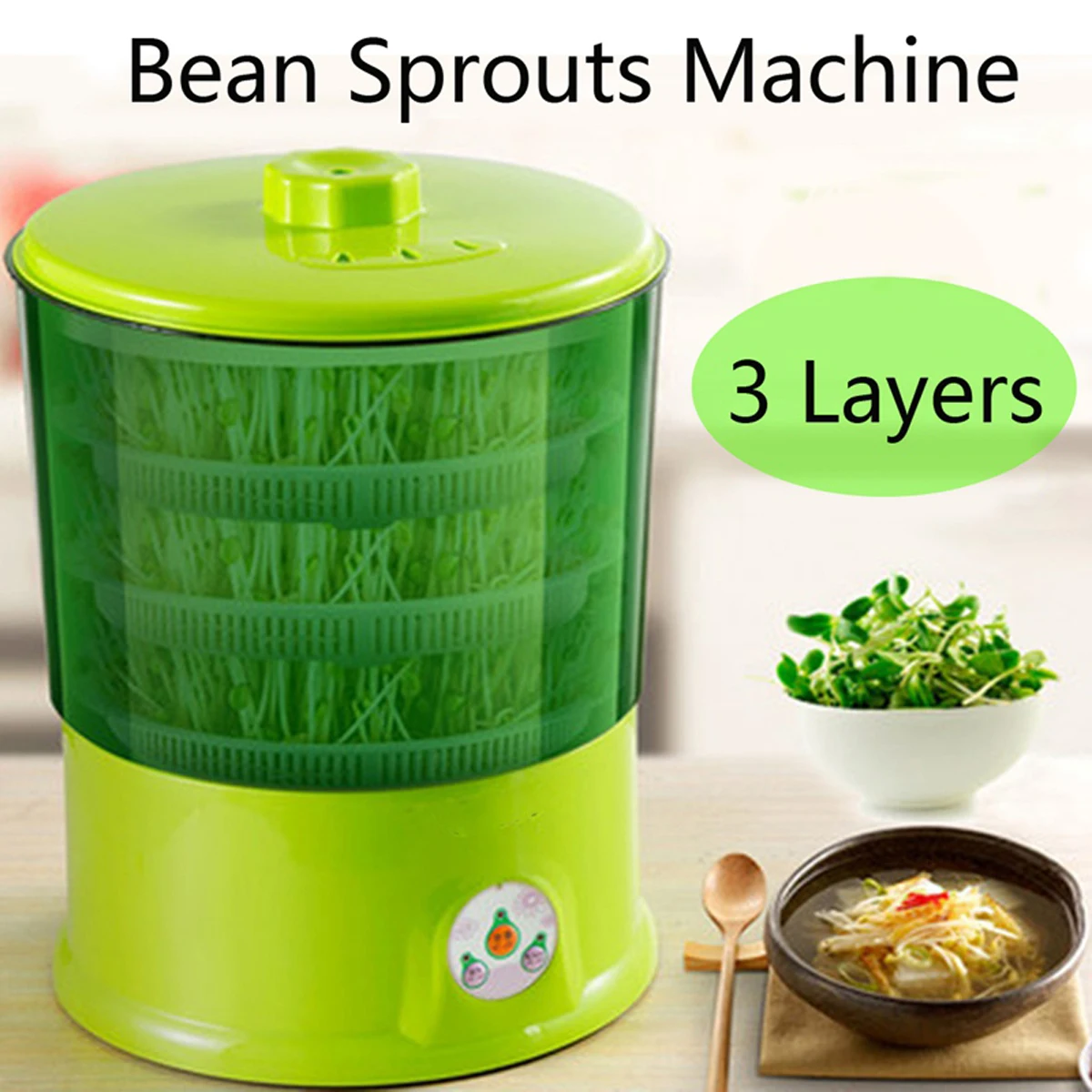 

220V 1.5L 3 Layers Ntelligent Bean Sprouts Machine Multifunctional Automatic Bean Sprouts Homemade DIY Tools
