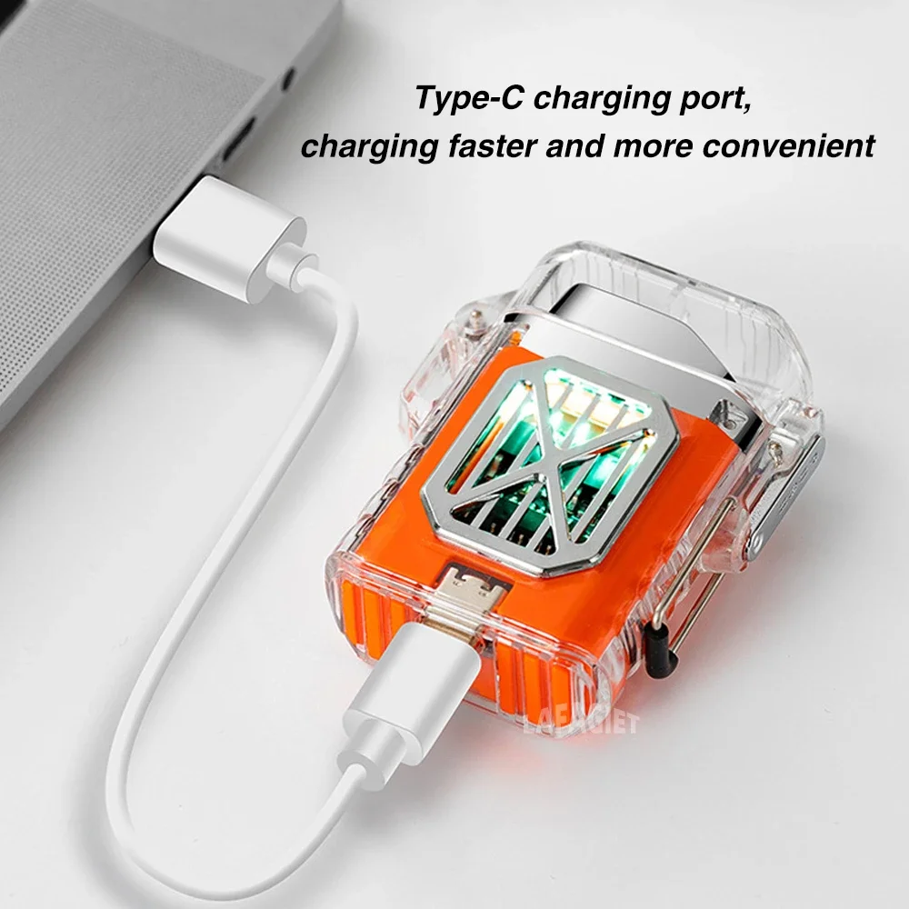 Ветрозащитная зажигалка с двойной дугой прозрачный корпус яркая электронная