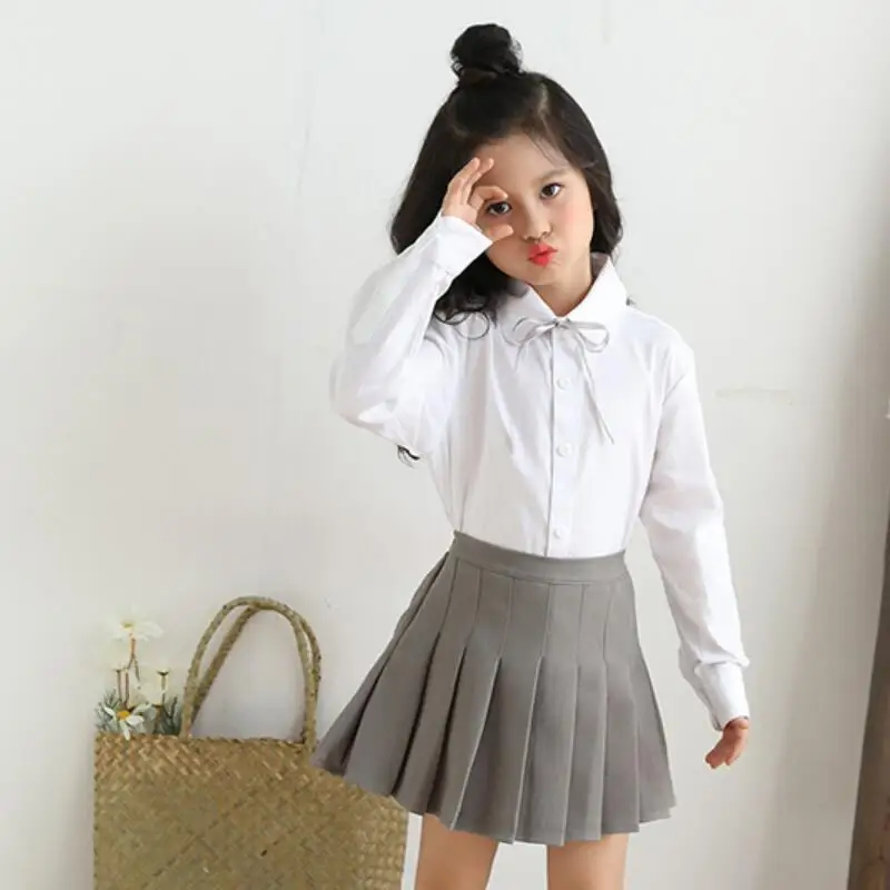 Blouse White Long Sleeve Toddler Teenage School Girls Turn-down Collar Spring Autumn Kids Tops Shirts for Girls Children Clothes