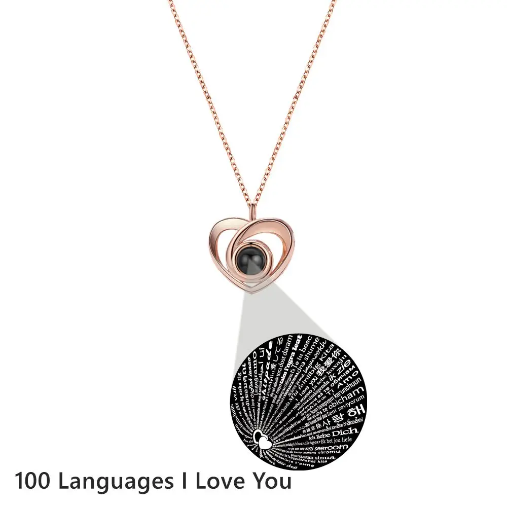 Customized Projection Photo Necklaces Personalized Photo Necklace for Women Mother Gifts Memory Collection Heart-Shaped Jewelry