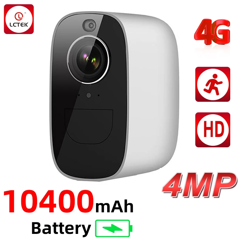 LCLCTEK 4MP 4G LTE SIM Card Long Battery Life Spotlight Security Camera PIR Motion Detection Wireless CCTV Surveillance Camera