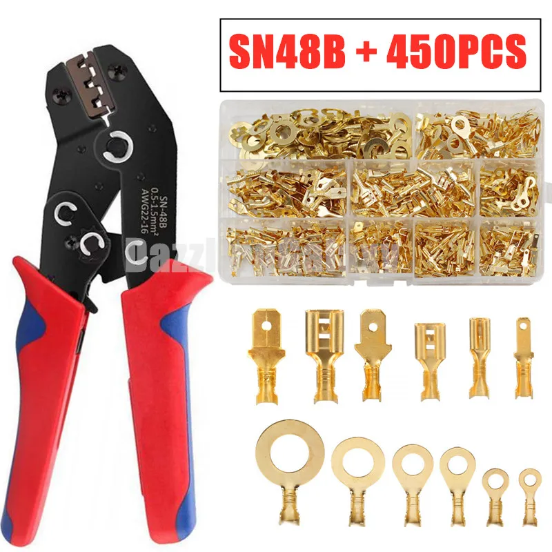 

Обжимные клеммы 450/2,8/4,8 мм, 6,3 шт., изолированные уплотнительные соединители для электрических проводов, 3,2/5,2/8,2 мм, кольцевые наконечники, наб...