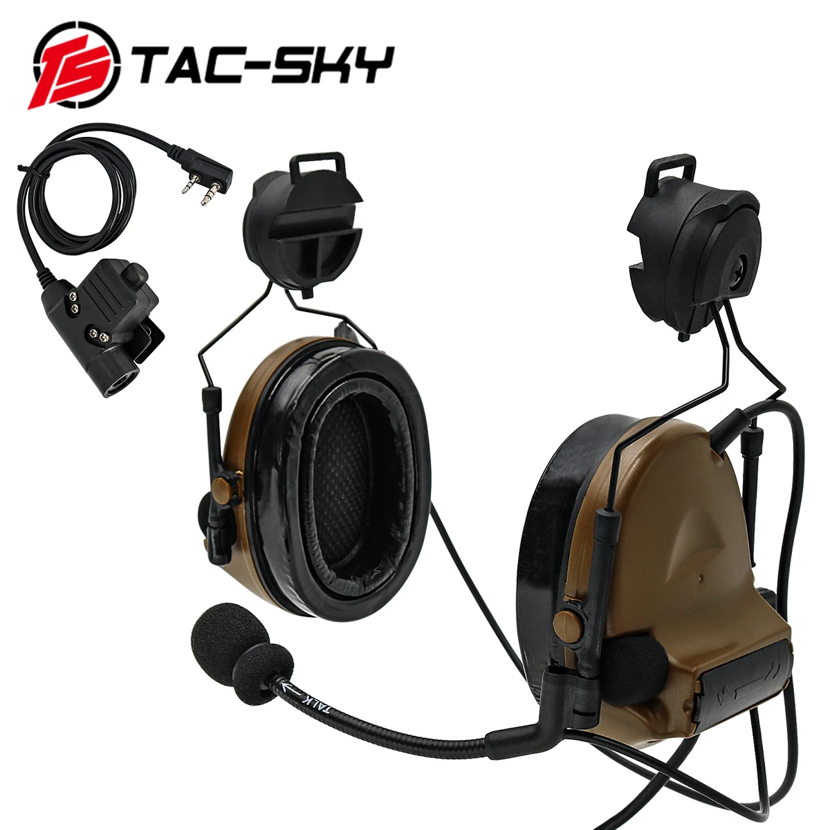 TAC-SKY Tactical Headset COMTAC II Helmet Bracket Airsoft Headset Noise Reduction Hearing Protection Shooting Headphone
