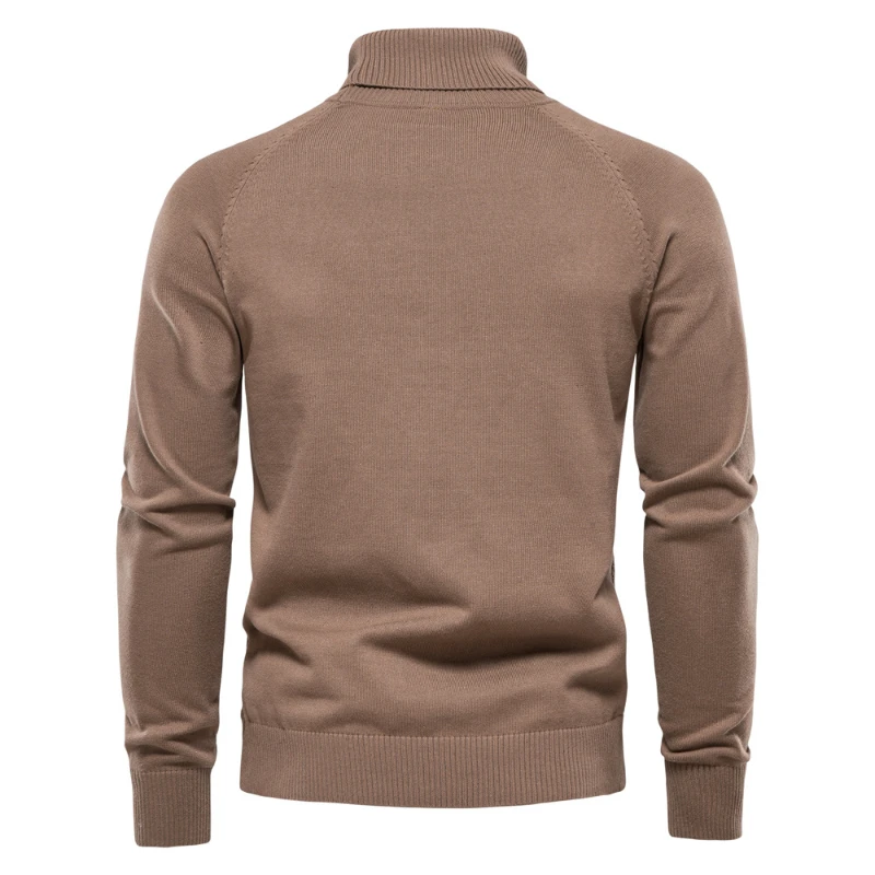 Autumn and Winter New Men's High Neck Pullover Sweater Solid Color Casual Slim Fit Basic Business Fashion Casual Knitwear Top