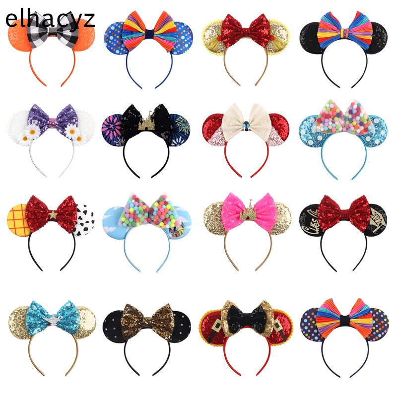 10Pcs Wholesale Castle Fireworks Mouse Ears Headband Bow Girls Cosplay Hairband Adult/Kids Party Gift Children Hair Accessories