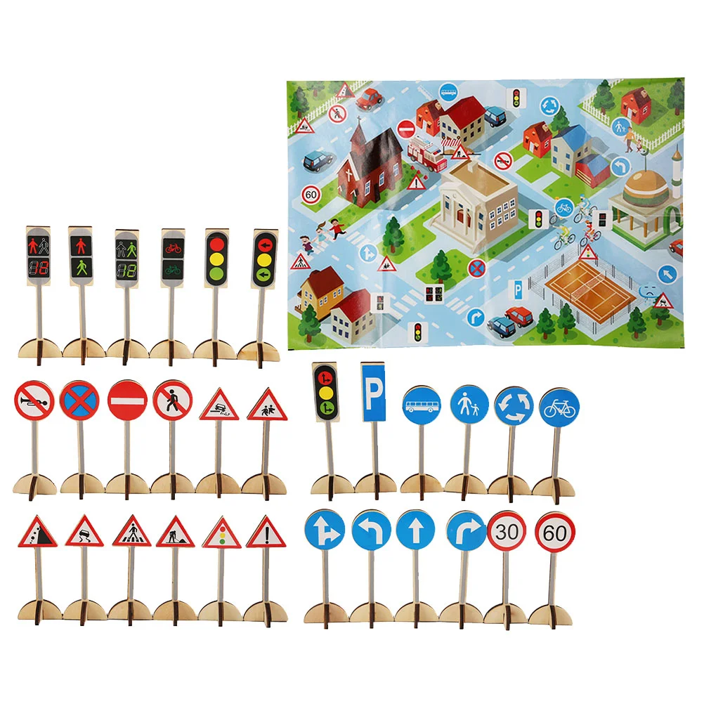 

Traffic Sign Toy Road Playthings Signal Model Toys Cognitive Wood Games Educational