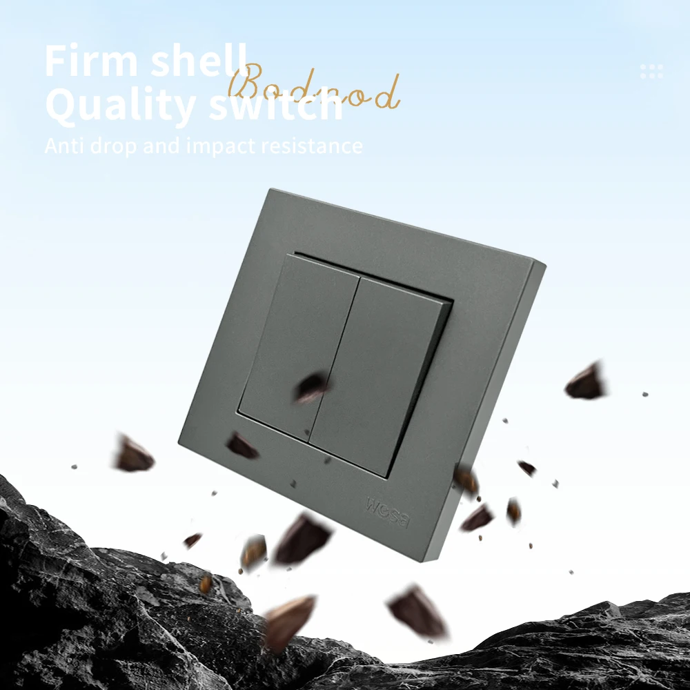 WESA серый матовый настенный выключатель огнестойкая пластиковая панель двойная