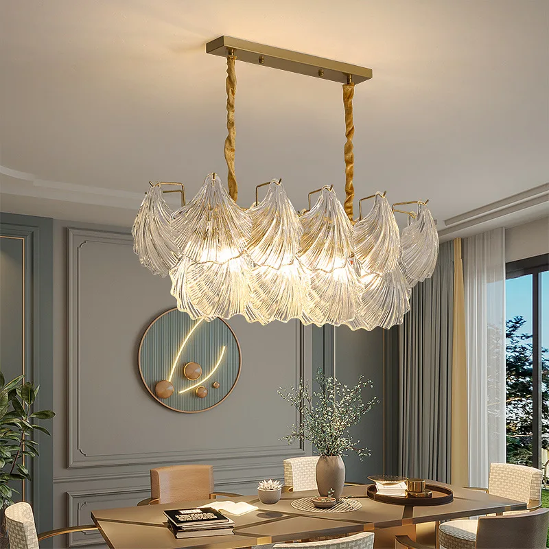 

Lamps Postmodern glass shell chandelier 2022 French retro minimalist creative living room master bed dining