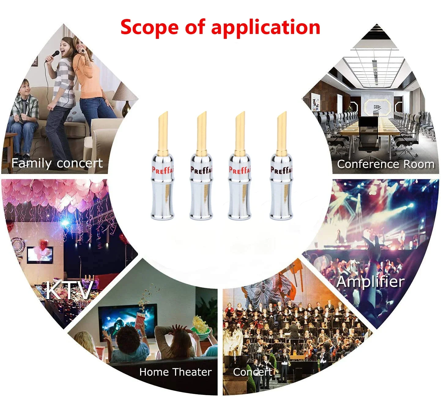 BA1451 Preffair 4 шт. 24-каратный позолоченный разъем типа банан