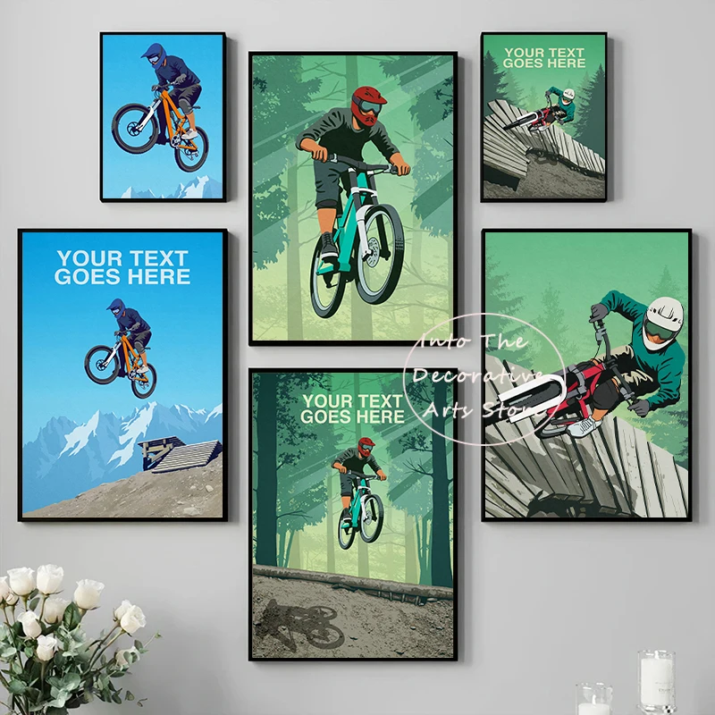 Абстрактные горные велосипеды акробатика уличные пейзажи постер холст картина